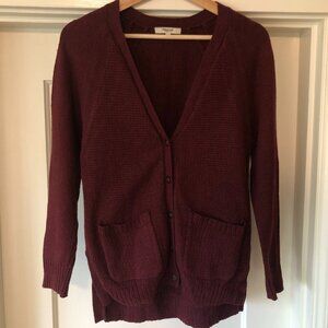 Madewell burgundy open front sweater w/ pockets